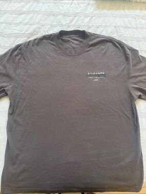 All Saints Men’s Charcoal Gray Crew Neck Logo Tee